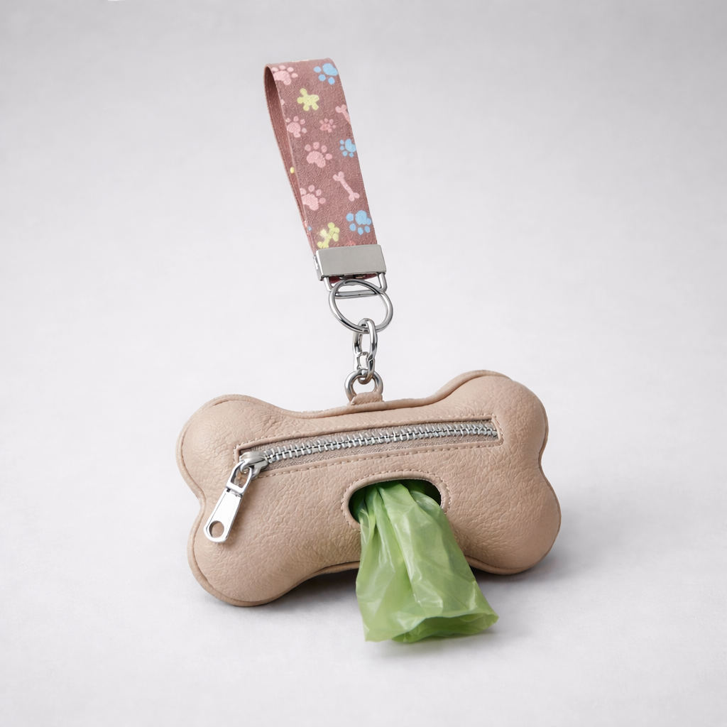 Mauve Faux Leather Paw Print Key Fob Keychain