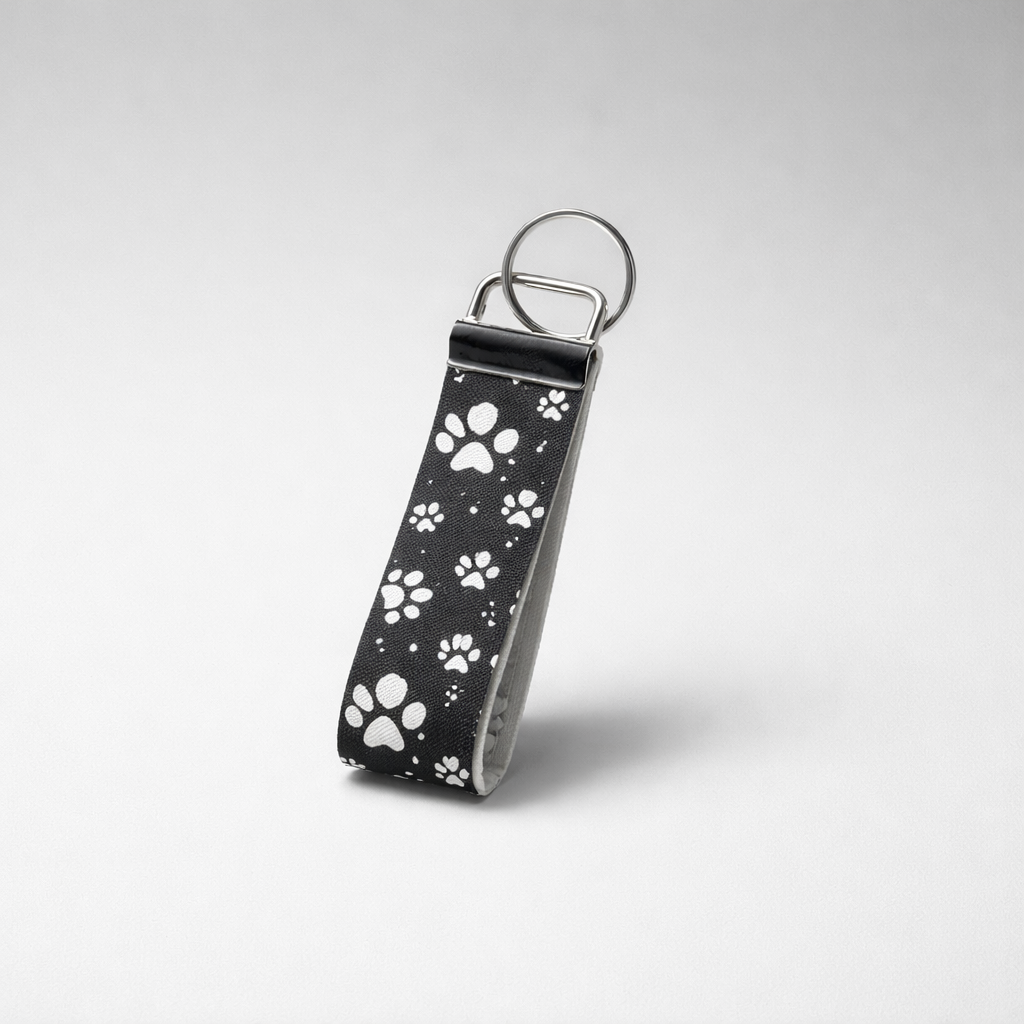 Faux Leather Paw Print Key Fob Key Ring